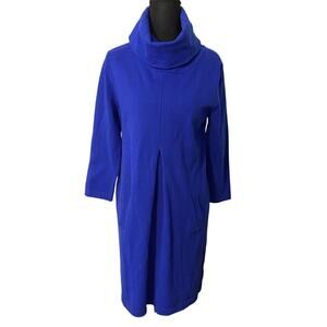 Tyler Böe Blue Funnel Neck Sweater Dress Small Cotton Cashmere Knit Pockets‎
